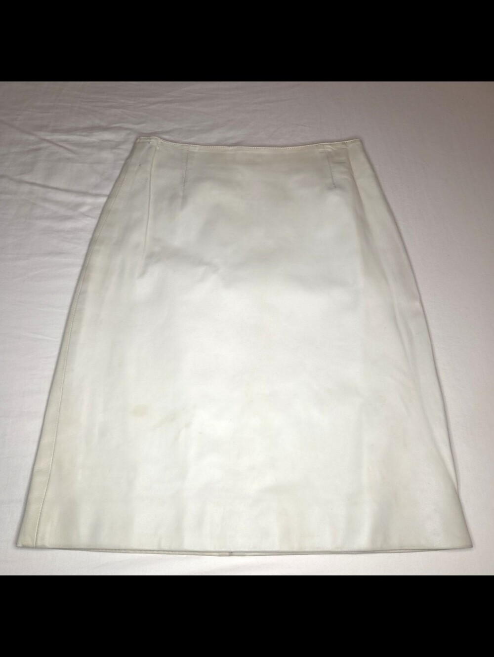 Prada Vintage 90s Cream Leather Pencil Skirt